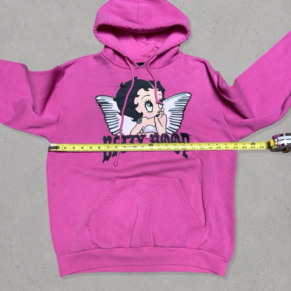 Betty Boop Angel Wings Hoodie Women's Medium Graphic Pullover Y2K Pink - Picture 8 of 9